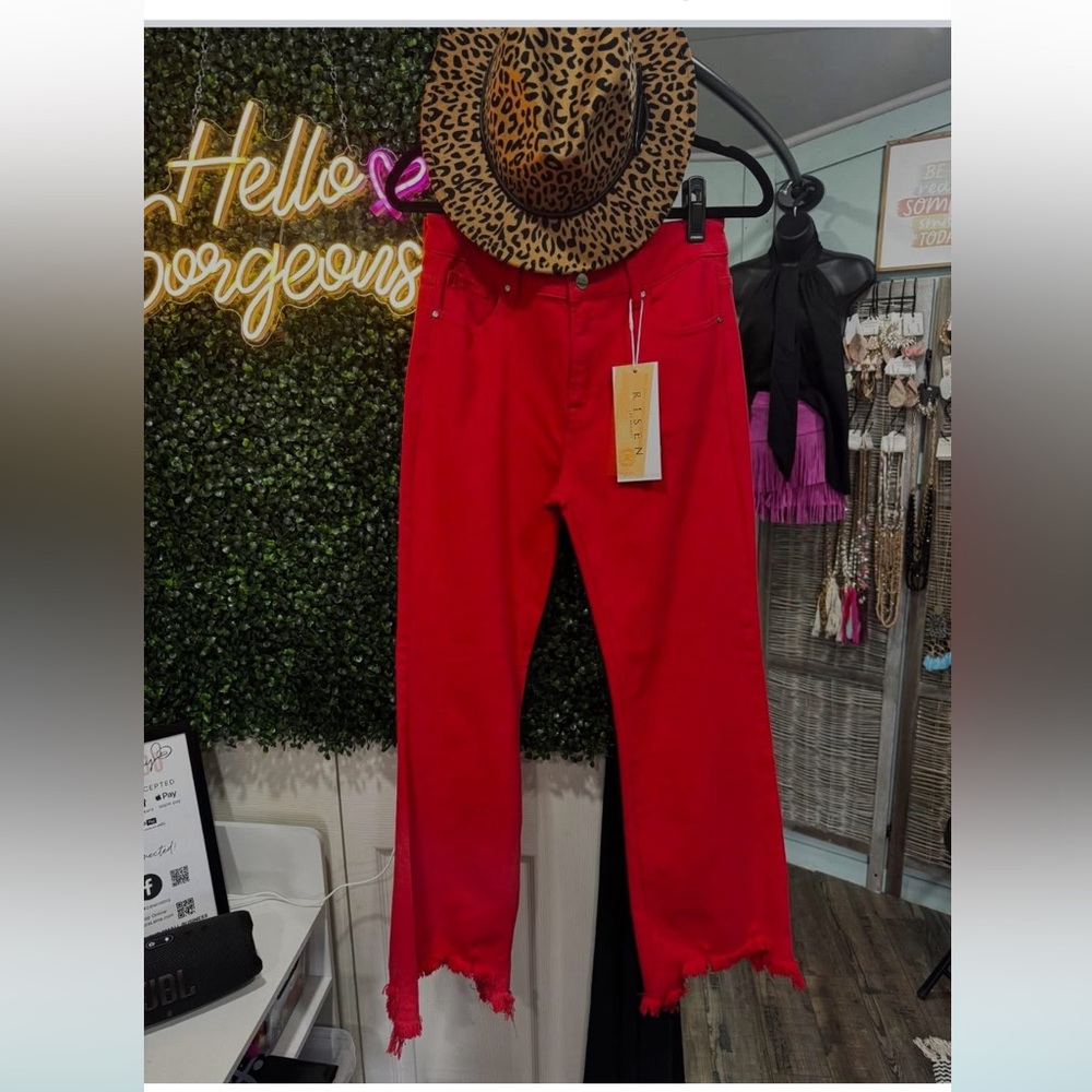 Red Ankle & Cropped Jeans